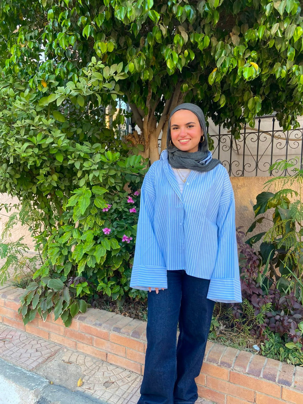 baby blue Basic Striped Shirt