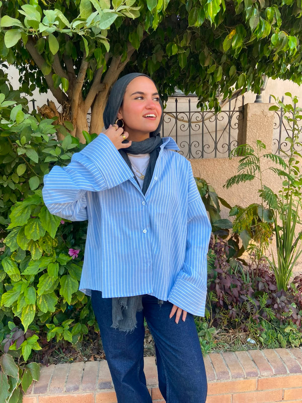 baby blue Basic Striped Shirt