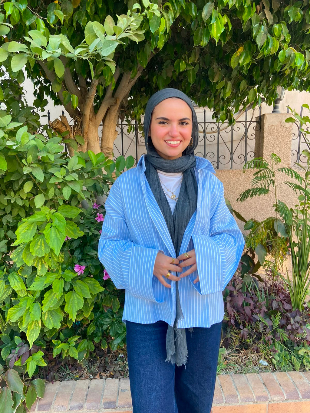 baby blue Basic Striped Shirt