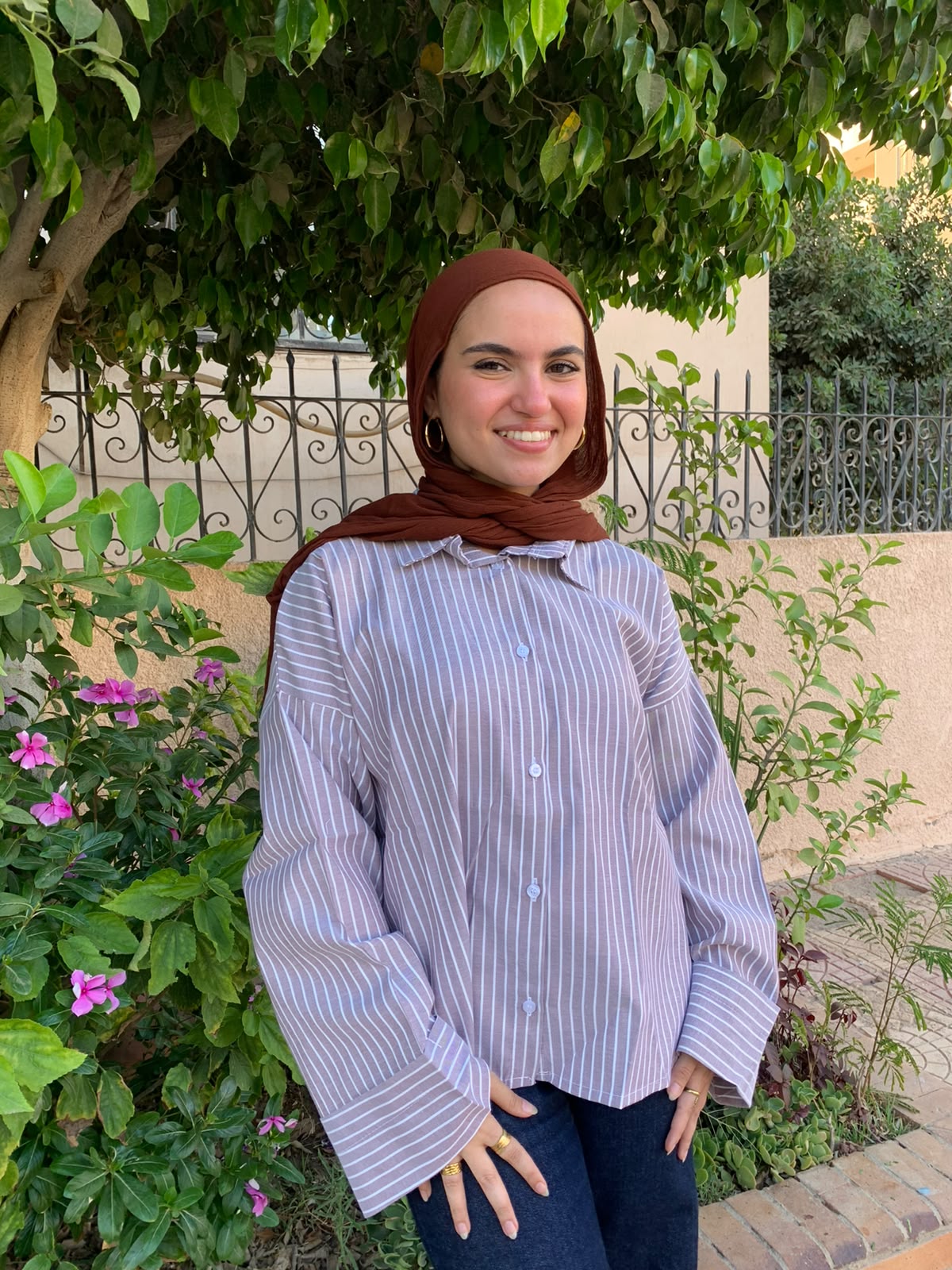 gray Basic Striped Shirt