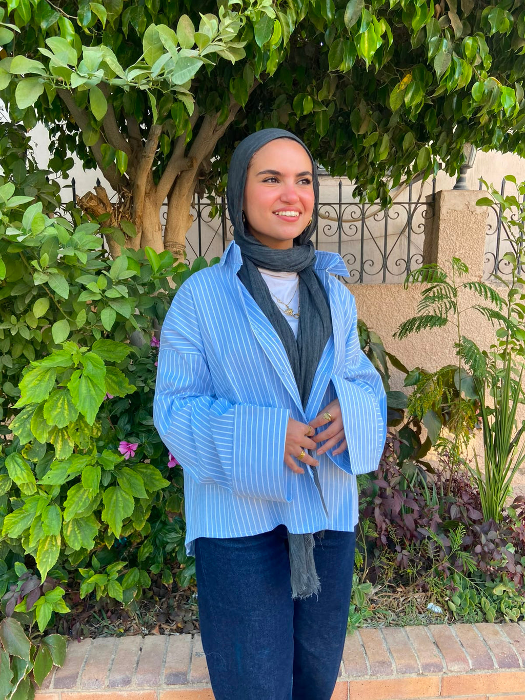 baby blue Basic Striped Shirt