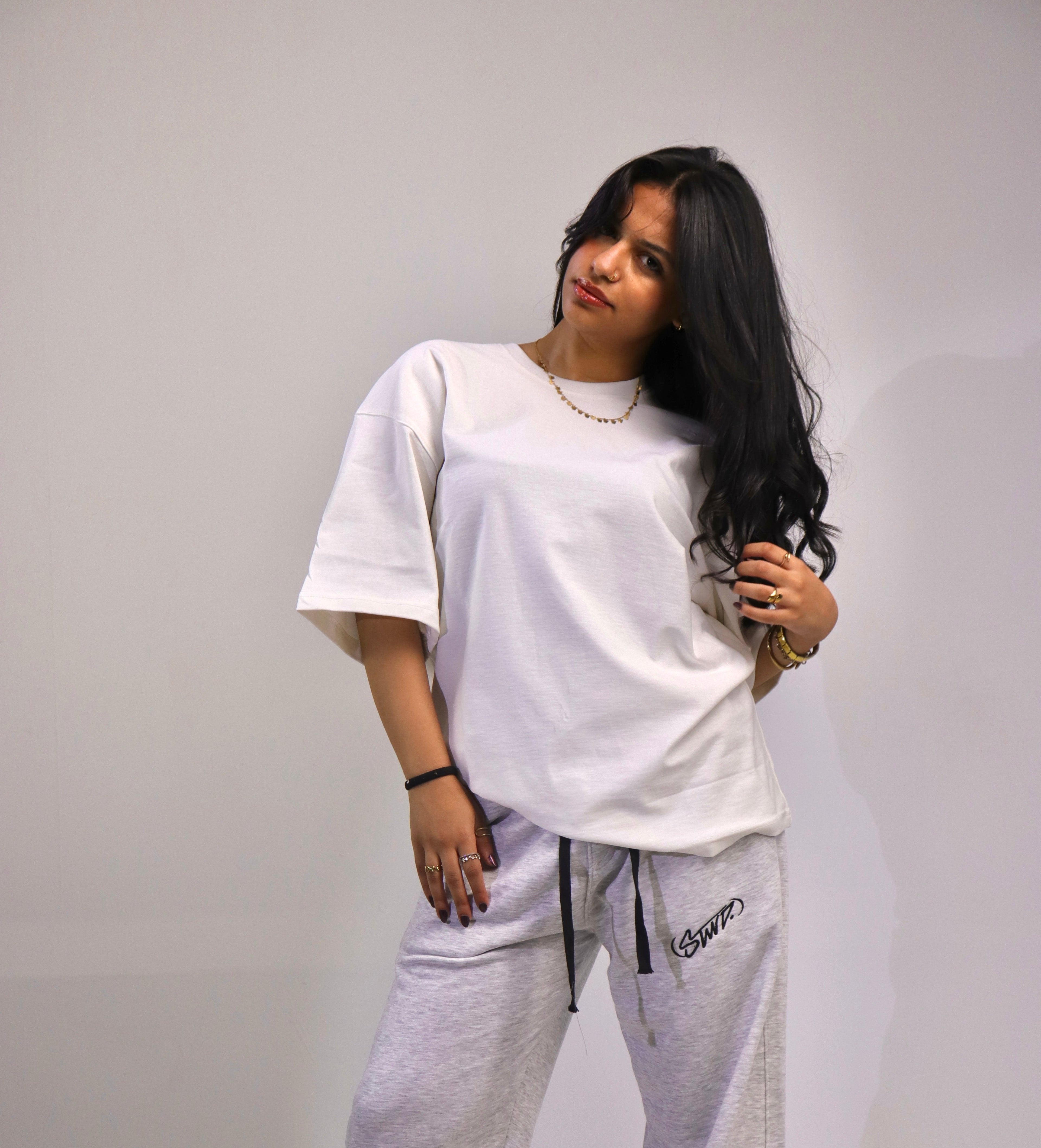 white oversized T-shirt